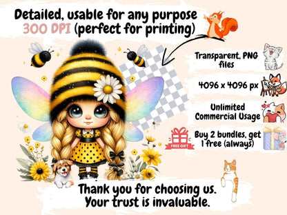 Bumblebee Gnome Girls Clipart bee girl clipart - Wonders Artist