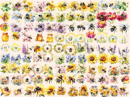 Bumblebees Watercolor Clipart bee clipart - Wonders Artist