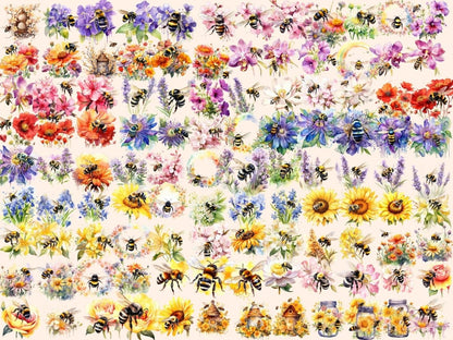 Bumblebees Watercolor Clipart bee clipart - Wonders Artist