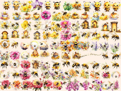 Bumblebees Watercolor Clipart bee clipart - Wonders Artist