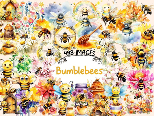 Bumblebees Watercolor Clipart bee clipart - Wonders Artist