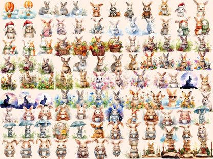 Bunnies Watercolor Clipart adorable clipart - Wonders Artist