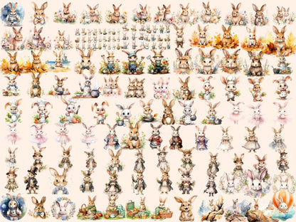 Bunnies Watercolor Clipart adorable clipart - Wonders Artist