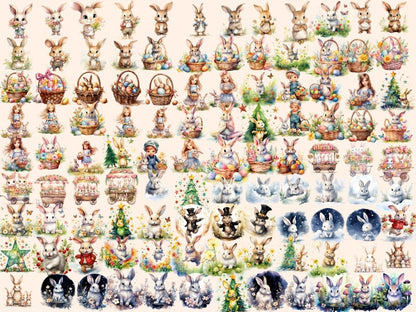 Bunnies Watercolor Clipart adorable clipart - Wonders Artist