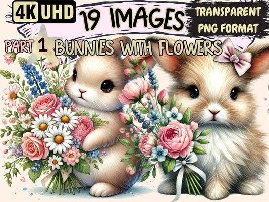Bunnies with Flowers Clipart bunnies clipart - Wonders Artist