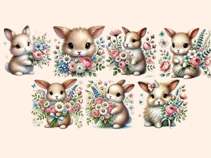 Bunnies with Flowers Clipart bunnies clipart - Wonders Artist