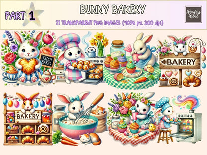 Bunny Bakery Clipart bakery clipart bakery printables baking bunny art - WondersArtist