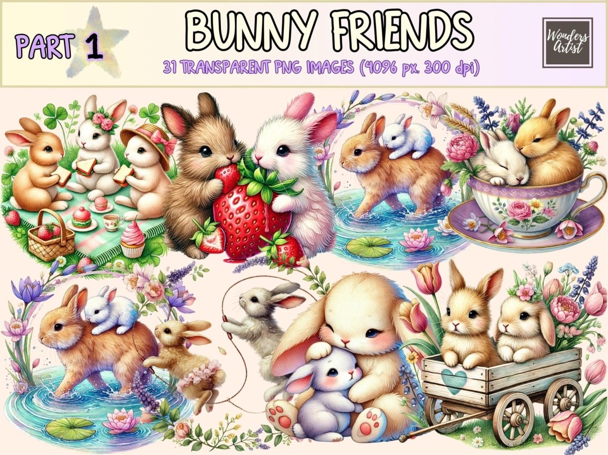 Bunny Friends Clipart animal clipart bunnies clipart bunny clipart - WondersArtist