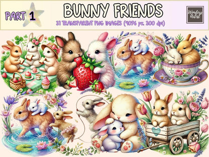 Bunny Friends Clipart animal clipart bunnies clipart bunny clipart - WondersArtist