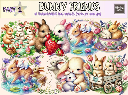 Bunny Friends Clipart animal clipart bunnies clipart bunny clipart - WondersArtist