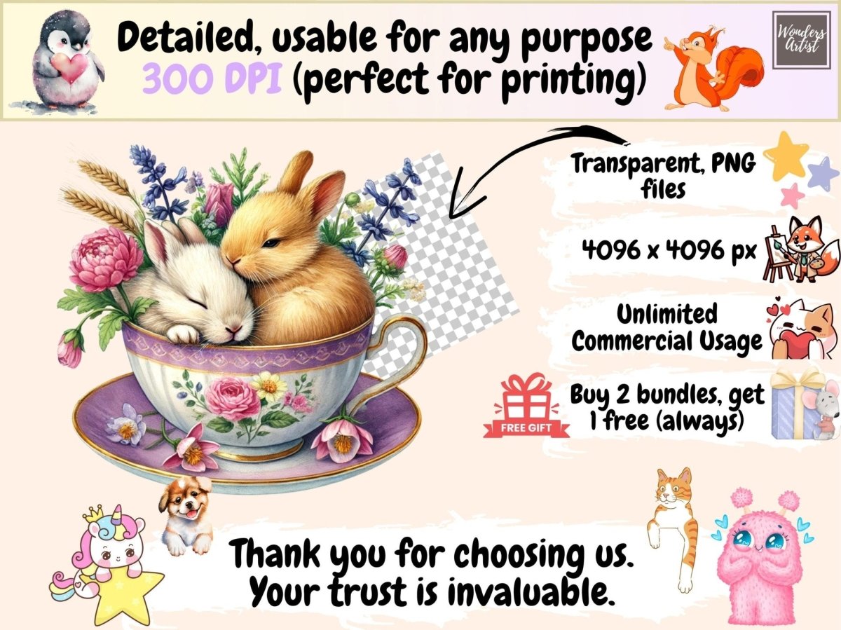 Bunny Friends Clipart animal clipart bunnies clipart bunny clipart - WondersArtist