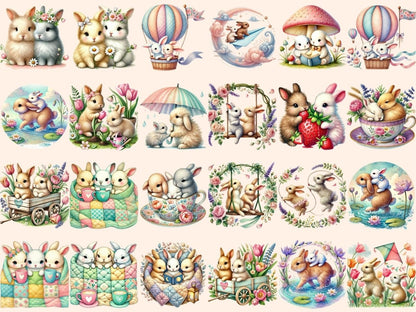 Bunny Friends Clipart animal clipart bunnies clipart bunny clipart - WondersArtist