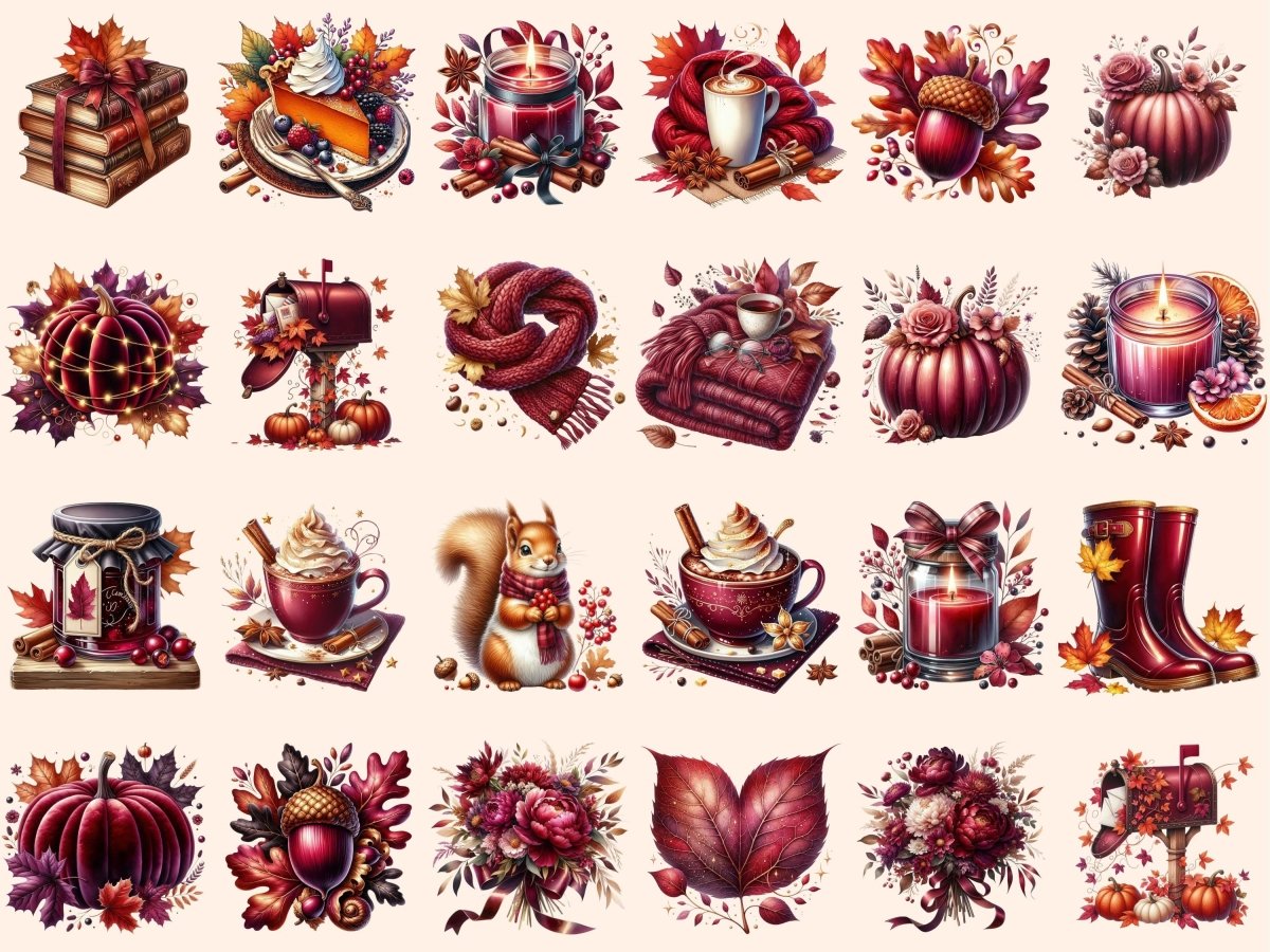 Burgundy Autumn Clipart autumn clipart autumn graphics autumn images - WondersArtist