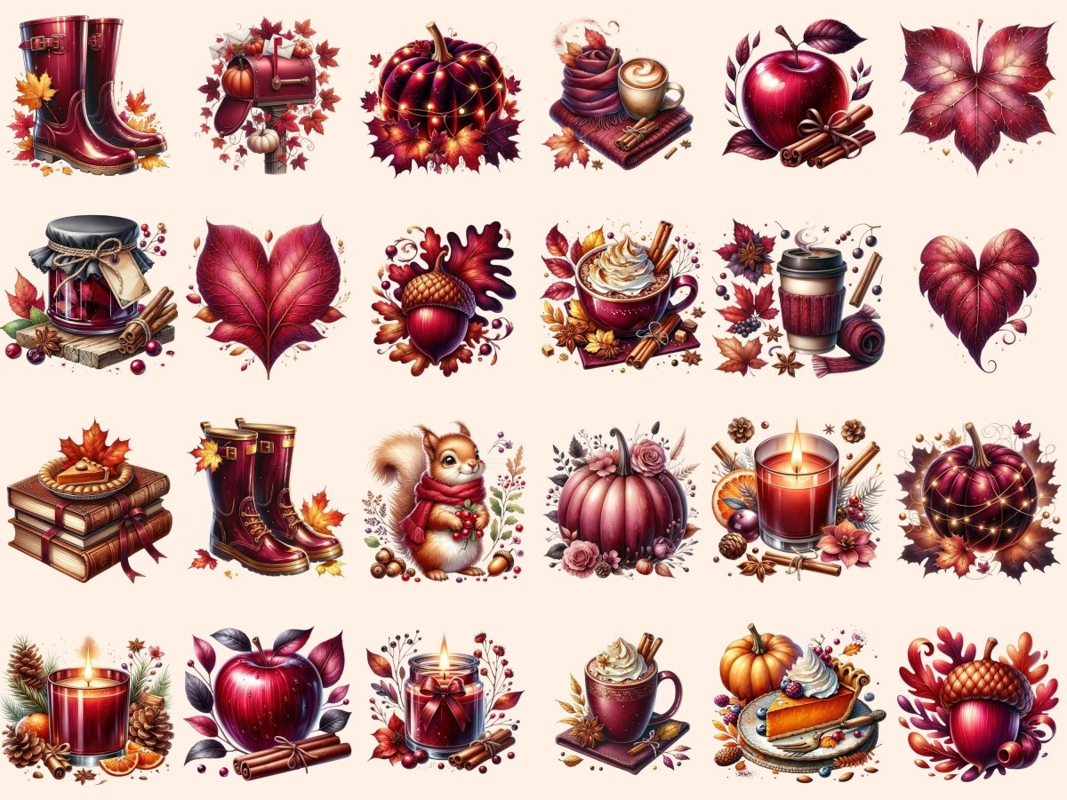 Burgundy Autumn Clipart autumn clipart autumn graphics autumn images - WondersArtist