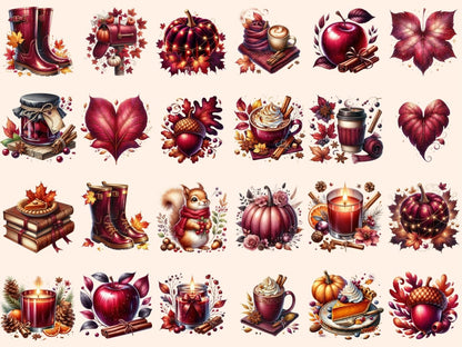Burgundy Autumn Clipart autumn clipart autumn graphics autumn images - WondersArtist
