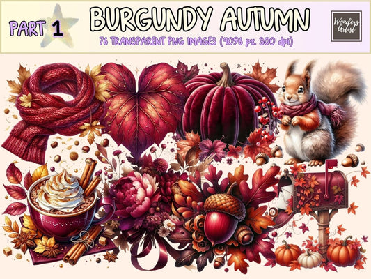 Burgundy Autumn Clipart autumn clipart autumn graphics autumn images - WondersArtist