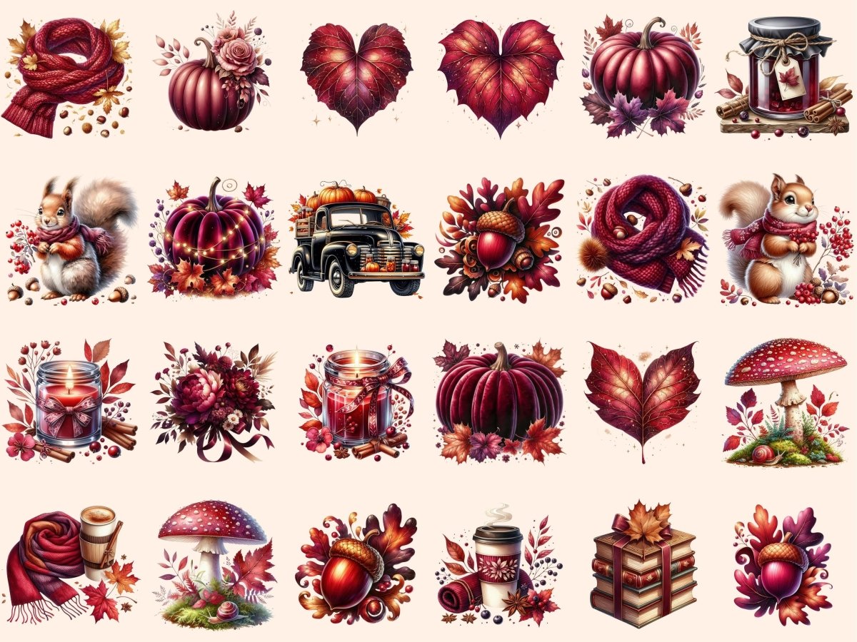 Burgundy Autumn Clipart autumn clipart autumn graphics autumn images - WondersArtist