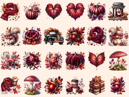 Burgundy Autumn Clipart autumn clipart autumn graphics autumn images - WondersArtist