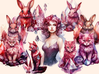 Burgundy Crystals Watercolor Clipart burgundy clipart - Wonders Artist