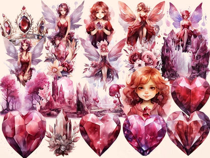 Burgundy Crystals Watercolor Clipart burgundy clipart - Wonders Artist