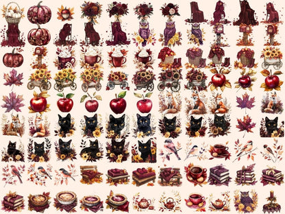 Burgundy Fall Watercolor Clipart Autumn Clipart - Wonders Artist