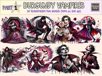Burgundy Vampires Clipart burgundy vampire png dark red vampire png elegant vampire png - WondersArtist