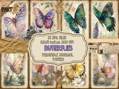 Butterflies Journal Pages (P5) - High - Quality Instant Digital Download for Creative Projects