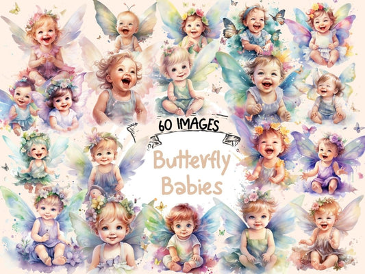 Butterfly Babies Watercolor Clipart baby clipart - Wonders Artist