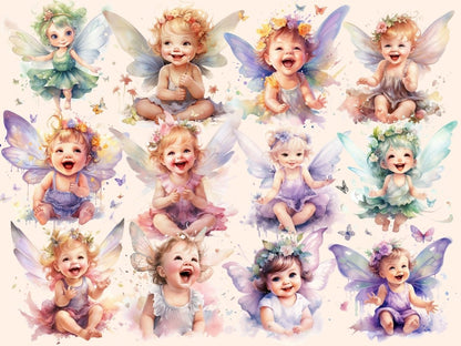 Butterfly Babies Watercolor Clipart baby clipart - Wonders Artist