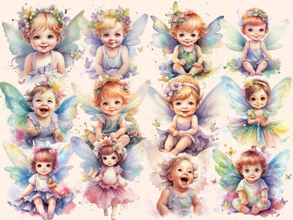 Butterfly Babies Watercolor Clipart baby clipart - Wonders Artist