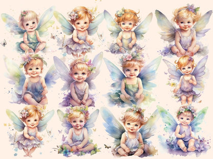 Butterfly Babies Watercolor Clipart baby clipart - Wonders Artist