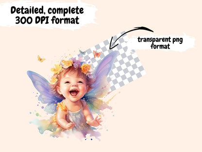 Butterfly Babies Watercolor Clipart baby clipart - Wonders Artist