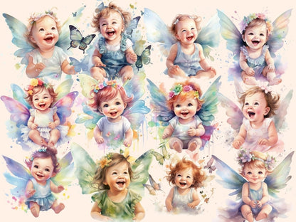 Butterfly Babies Watercolor Clipart baby clipart - Wonders Artist