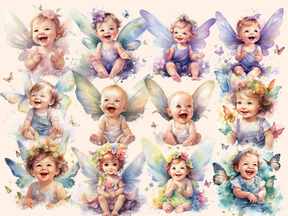 Butterfly Babies Watercolor Clipart baby clipart - Wonders Artist