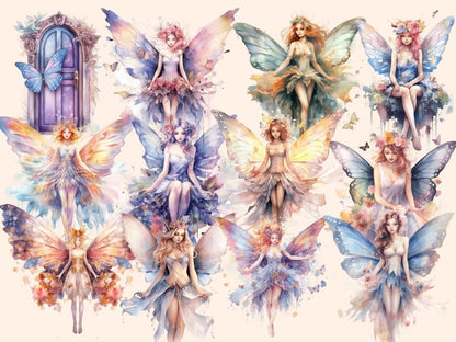 Butterfly Fairies Watercolor Clipart butterfly clipart - Wonders Artist