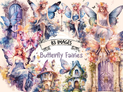 Butterfly Fairies Watercolor Clipart butterfly clipart - Wonders Artist