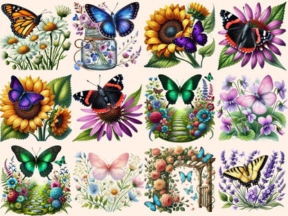 Butterfly Gardens Clipart - High - Quality Instant Digital Download for Creative Projects