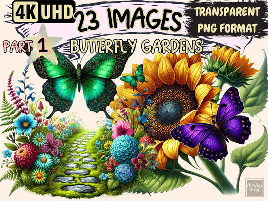 Butterfly Gardens Clipart - High - Quality Instant Digital Download for Creative Projects