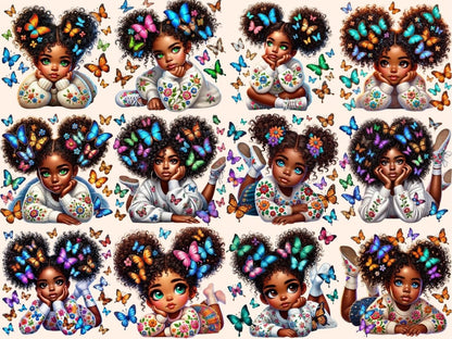 Butterfly Little Girls Clipart african american kid - Wonders Artist