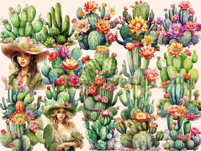 Cactus Watercolor Clipart cacti clipart - Wonders Artist