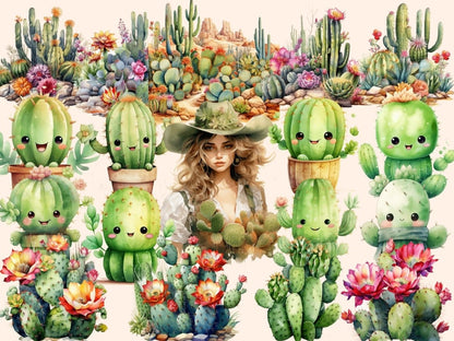 Cactus Watercolor Clipart cacti clipart - Wonders Artist