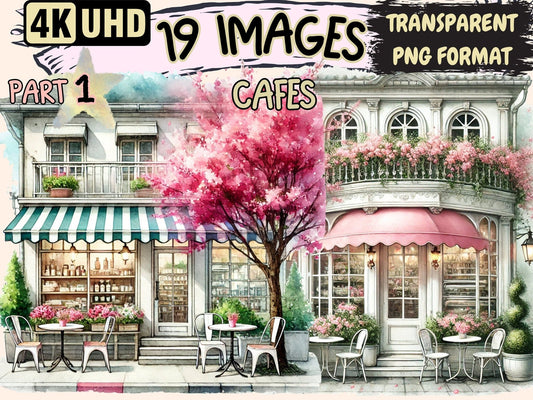 Cafes Clipart - High - Quality Instant Digital Download for Creative Projects