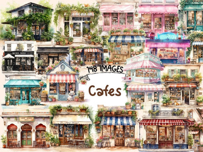Cafes Watercolor Clipart awning clipart - Wonders Artist