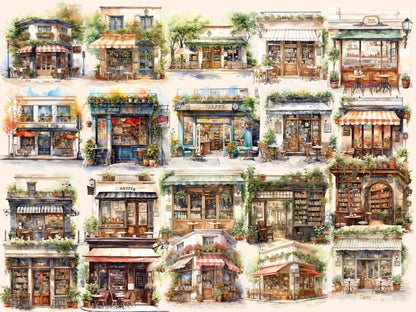 Cafes Watercolor Clipart awning clipart - Wonders Artist
