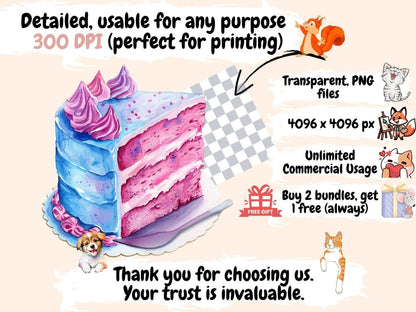 Cakes Watercolor Clipart birthday clipart - Wonders Artist