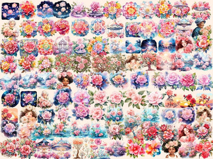 Camellias Flowers Watercolor Clipart camellia clipart - Wonders Artist