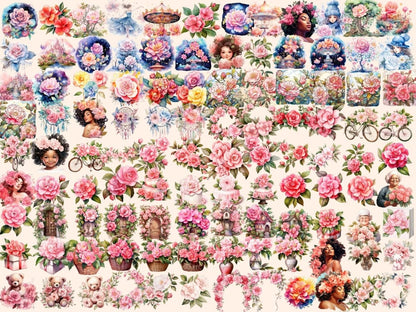 Camellias Flowers Watercolor Clipart camellia clipart - Wonders Artist