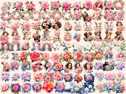 Camellias Flowers Watercolor Clipart camellia clipart - Wonders Artist