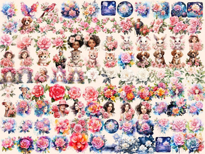 Camellias Flowers Watercolor Clipart camellia clipart - Wonders Artist