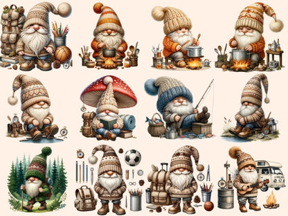 Camping Gnomes (P2) Clipart Camping clip art - Wonders Artist